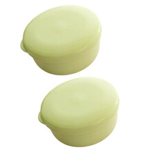 Round Soap Holder With Secure Lid Drainage Design-Light Green