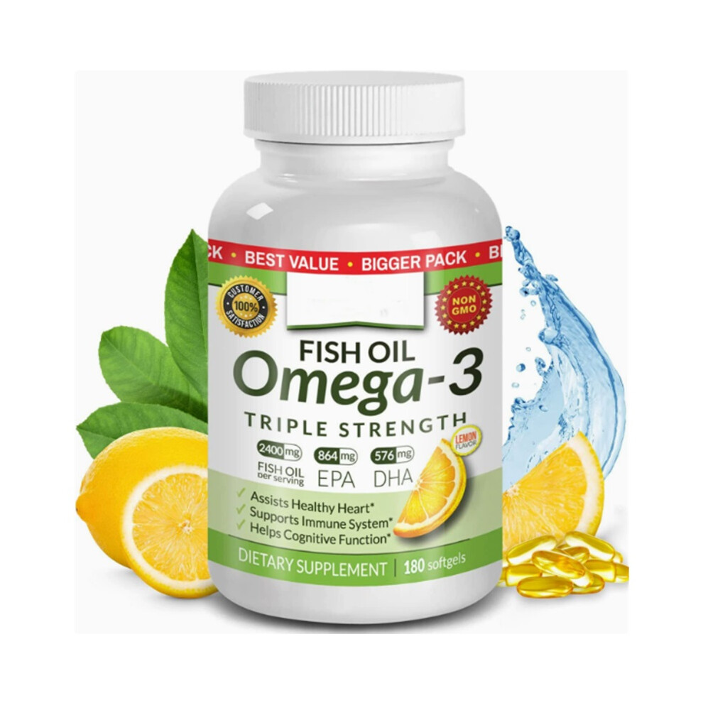 (1Pc) Omega 3 Fish Oil Supplements 2400mg | 180 Capsules, Support Joint , Eyes, Brain Health