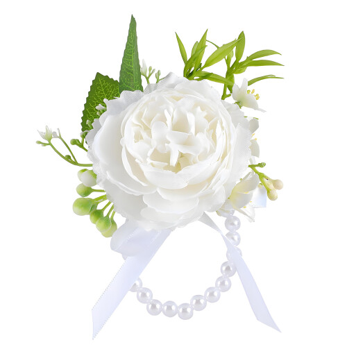 Kunstmatige Rose Pols Corsage Bruiloft-Witte polsbloem