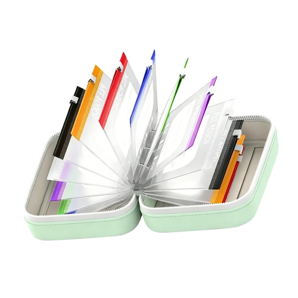 Intelligent Color Coded Weekly Pills Case With Adjustable-green