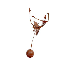 Outdoor Metal Dancer Yard Art-red rust color butterfly girl