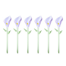 Set Of 6 Delicate Glass Blossoms Ornament Artisanal Mini-No. 41