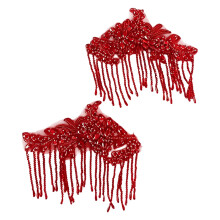 Glassteentjes Fringe Kwastjes Trim voor klant-Rood