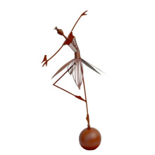 Dancing Girl Garden Statue Outdoor-red rust color bird girl