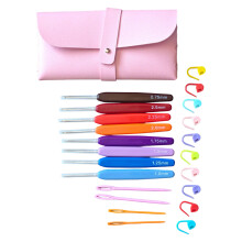 8Pcs Colorful Plastic Handle Crochet Hook Needle with-Pink