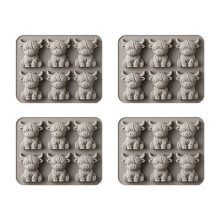 Einzigartiges 6er-Set aus Rindereisformen für-Graues 4er-Pack