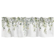 Sage Green Curtain Valance for Windows Watercolor Eucalyptus Leaf Rod Pocket Valance Window Treatments Plant Leaves