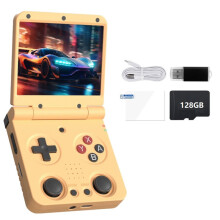 Flip V2 Handheld Video Game Console 128GB 3.5Inch IPS Screen Open Source Game Console -Compatible Game Pad Yellow