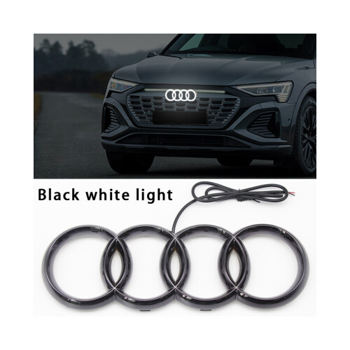 Black White 249mm Car LED Front Grille Emblem Lamp Static White Light for A3 A4 A5 Models