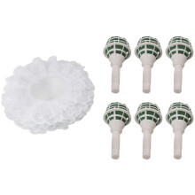 6 Wedding Bridal Bouquet Holder Handles with 6 White Lace Collar Flower Holders