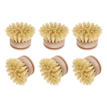 Cepillo para Lavar, Cepillo para Platos, 6 Cabezales de Repuesto, Cepillo para Platos de Limpieza de Madera, Cocina Recargable, Haya
