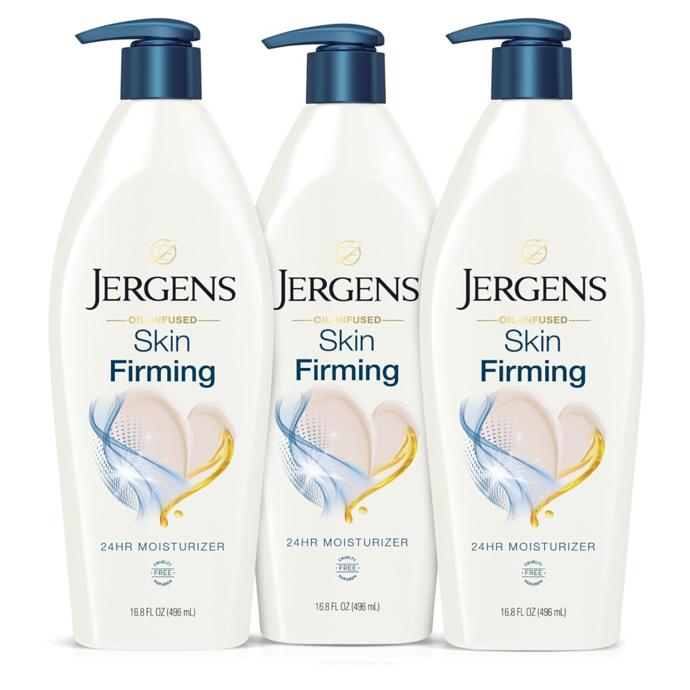 Jergens Cream Skin Firming Body Lotion For Dry To Extra Dry Skin,Skin Tightening With Collagen And Elastin, Hydralucence Blend Formula, 16.8 Oz, 3Pack