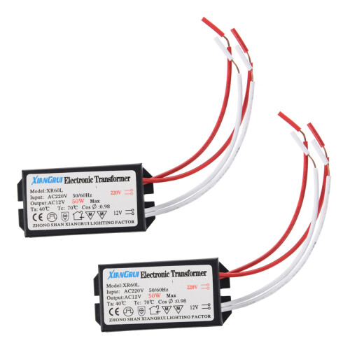2X 200-250V A 12V Luce Alogena Trasformatore Elettronico 50W
