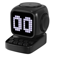 Retro Pixel Art Speaker 15W Wireless Charger Clock White Noise Speaker Home Decoration Cute Gift Black