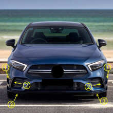 4X Splitter Przedniego Zderzaka Spoiler Canardr Lip Vents Tapicerka dla - Klasy W177 A180 A200 A220 A250 AMG 2019 +