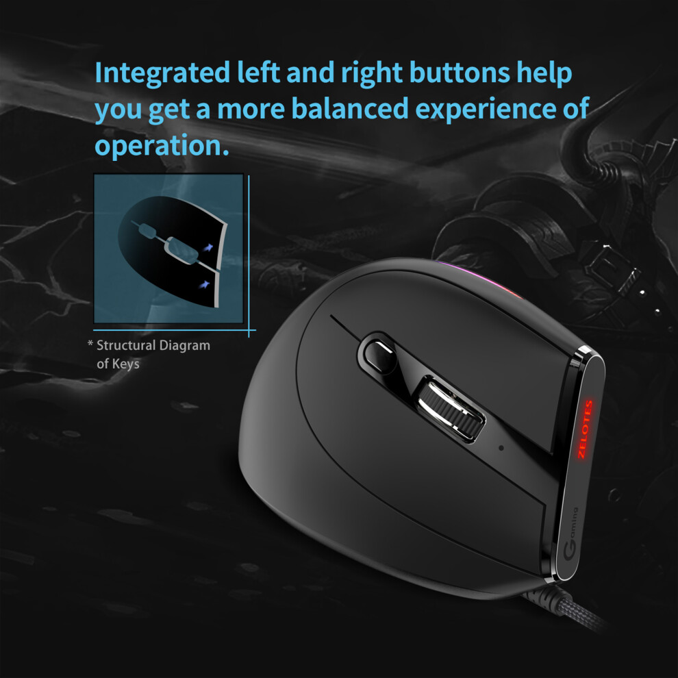 Zelotes T-50 Vertical Wired Mouse 9 Keys Rgb 7340572660435