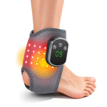 (Grey) Infrared Light LED Ankle Massage Belt Red Light Heating Feet Massage Pad Ankle Guard Band Carpal Tunnel Foot Protection Tool