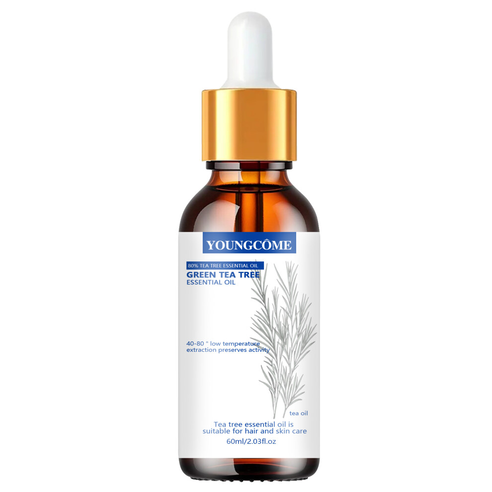 Green (60G, Oil) Youngcome Pure Tea Tree Essential Oil - Tea Infused Natural Hair & Skin Care Solution For Daily Hydrating & Refreshing Car