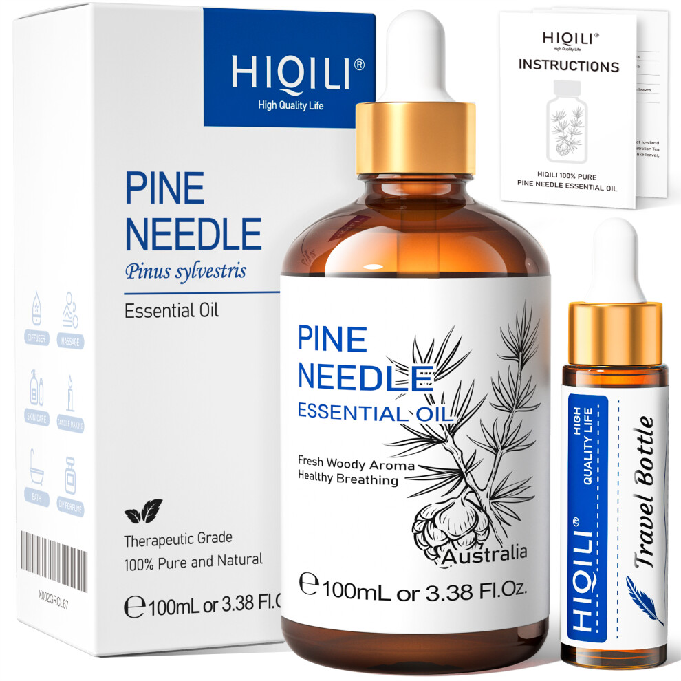 (Pine Needle, 100ml) HIQILI Essential Oil Rose Geranium Lavanda Citronela Tea Tree vanille Body Oil Face Skin Care Massage 100ML/3.38fl.oz