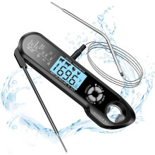 Fleisch Thermometer Dual Probe Sofort Gelesene Lebensmittel Fleisch Thermometer zum Kochen mit Alarm Funktion und Hintergrund Beleuchtung, Schwarz