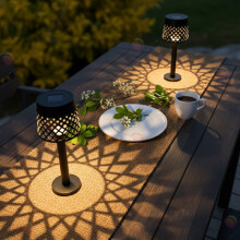 GardenGlow Shadow Lamp Solar Powered LED Outdoor Lights Set of 2 - Table 2pcs
