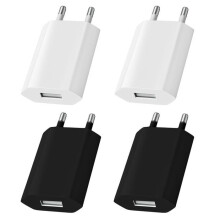 Lot de 4 chargeurs muraux USB 5V 1A, prise universelle, adaptateur de voyage compact pour téléphones et petits appareils