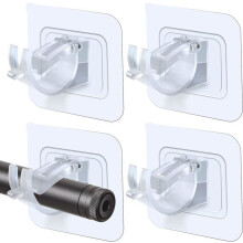 Set di 4 supporti per asta per tende senza foratura, staffe autoadesive fisse per asta tende da bagno, colore bianco