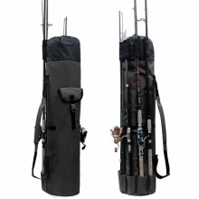 Sacoche de pêche Oxford, étui à canne portable grande capacité, noir avec bandoulière.