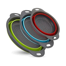 3-Piece Collapsible Strainer Set, Space-Saving Kitchen Colander for Draining Pasta, Fruits & Veggies