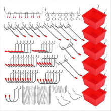 Kit de 121 crochets pour panneau perforé, accessoires et organiseur métalliques pour panneau perforé