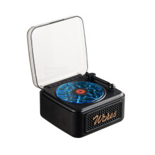 Tinghai Retro -Luidspreker  Draadloze Stereo Sfeerverlichting Subwoofer Witte Ruis Vinyl Platenspeler Zwart