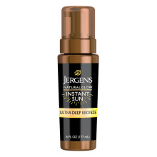 Jergens Natural Glow Instant Sun Body Mousse, Self Tanner for Ultra Deep Bronze Tan, Sunless Tanning Body Bronzer, Natural Looking Fake Tan, 6 Oz
