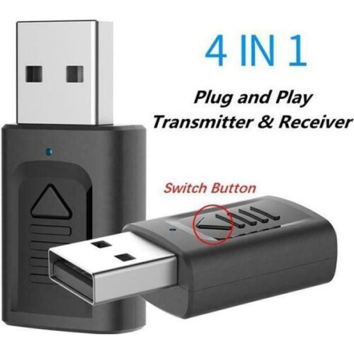 USB Bluetooth 5.0 4 in 1 Adapter Receiver Transmitter Wireless Dongle for PC and Audio Devices