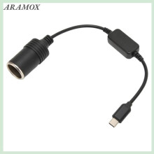 5V USB C Male to 12V Cigarette Lighter Female Power Cable for Dash Cam and GPS, Black