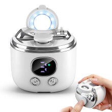 (White) Electric Nail Clipper Trimming & Grinding with Magnifier LED Light Automatic Nail Trimmer Rechargeable Nail Cutter Foot Care
