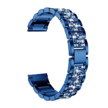 (Blau, 20 mm) 18/20/22 mm Edelstahl-Dreifach-Diamant-Armband, kompatibel mit Samsung Watch4, Active 2 & Huawei GT2