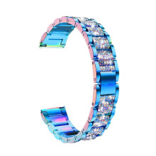 (Sieben Farben, 22 mm) 18/20/22 mm Edelstahl-Dreifach-Diamant-Armband, kompatibel mit Samsung Watch4, Active 2 & Huawei GT2