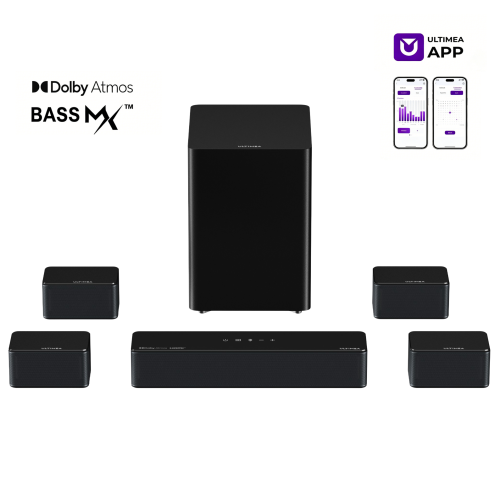 ULTIMEA 7.1Ch Wireless Subwoofer Soundbar for TV, 500W Home Theater Surround System with Dolby Atmos, Poseidon D80 BOOM