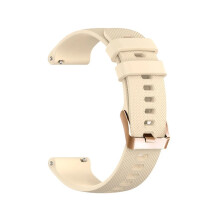 (Beige, 20mm) 18mm & 20mm Checkered Watch Straps with Rose Gold Buckles for Garmin Venu 2S, Vivoactive 4S, 3S