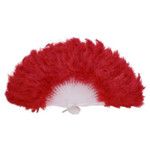 LADIES FEATHER FAN 1920s  BURLESQUE FANCY DRESS COSTUME ACCESSORY - Red
