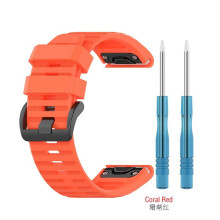 (Coral Red, 26mm quick release) Compatible with Garmin Fenix 6, 5, 7s, 7, 7X Pro, and 8. 47mm Silicone Quick-Release Watch Band with Dotted Texture