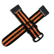 (Black Orange, 26mm quick release) Nylon Three-Ring Quick-Release Canvas Watch Strap Compatible with Garmin Fenix 7X 7 6X 6 5X 945 S62 S60