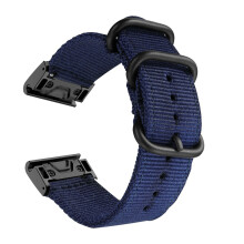 (Dark blue, 20mm quick release) Nylon Three-Ring Quick-Release Canvas Watch Strap Compatible with Garmin Fenix 7X 7 6X 6 5X 945 S62 S60