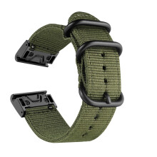 (military green, 26mm quick release) Nylon Three-Ring Quick-Release Canvas Watch Strap Compatible with Garmin Fenix 7X 7 6X 6 5X 945 S62 S60