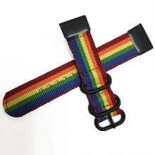 (rainbow colors, 22mm quick release) Nylon Three-Ring Quick-Release Canvas Watch Strap Compatible with Garmin Fenix 7X 7 6X 6 5X 945 S62 S60