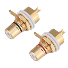 Gold Plated Copper RCA Female Panel Socket 2pcs