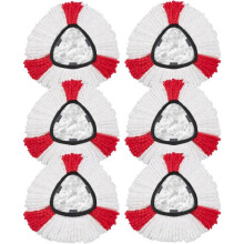 Set van 6 vervangende microvezel dweilkoppen, 2-in-1 dweilkop compatibel met Vileda Turbo EasyWring and Clean, wasbaar voor diverse toepassingen.