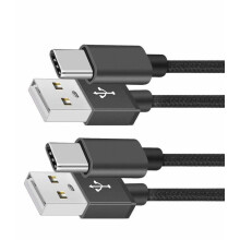 2-pack USB-C naar USB-C oplaadkabels van 1 meter, zwart, voor Samsung Galaxy A12 A32 A42 A52 A72, snellaadkabel