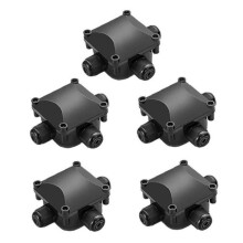 Waterdichte 3-weg elektrische aansluitdoos met netsnoerconnector, 5 stuks, duurzame kabelbehuizing