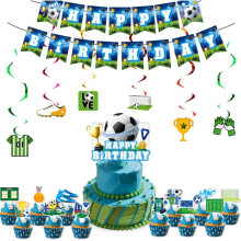 (4) World Cup Soccer Theme Party Supplies Full Set Dinnerware Backdrop Tablecloth Bunting Cake Toppers Balloons